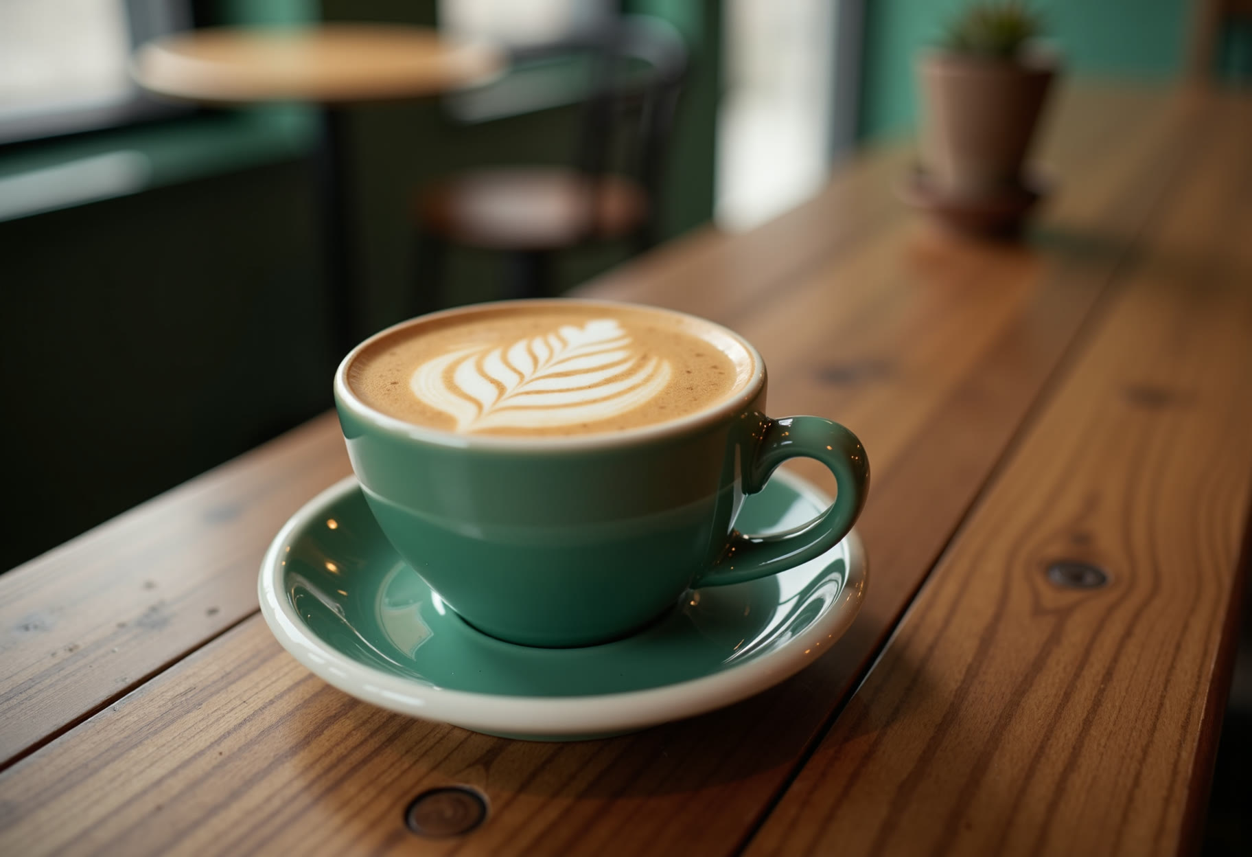 Flat white on the bar on a weekday morning
